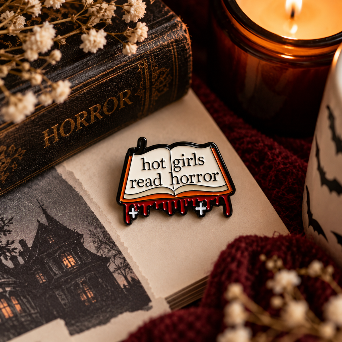 Hot girls read horror enamel pin | Alloy badge Fashion Accessory